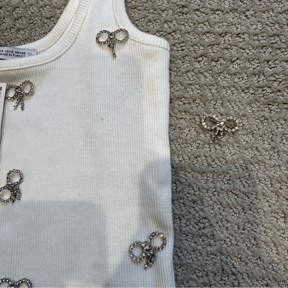 NWT Zara Jewel Ribbed Top - Picture 4 of 7